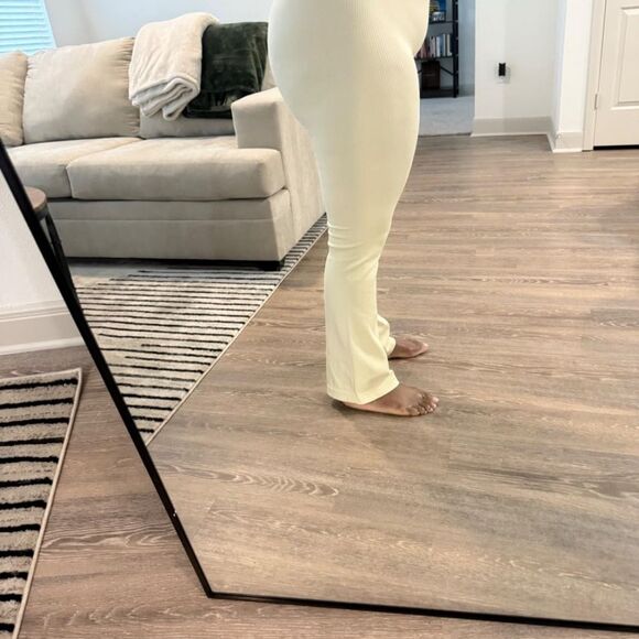 Women’s Pants Ribbed Seamless High Waist Bell Flare Leggings Yoga Work Pants M - Picture 4 of 4